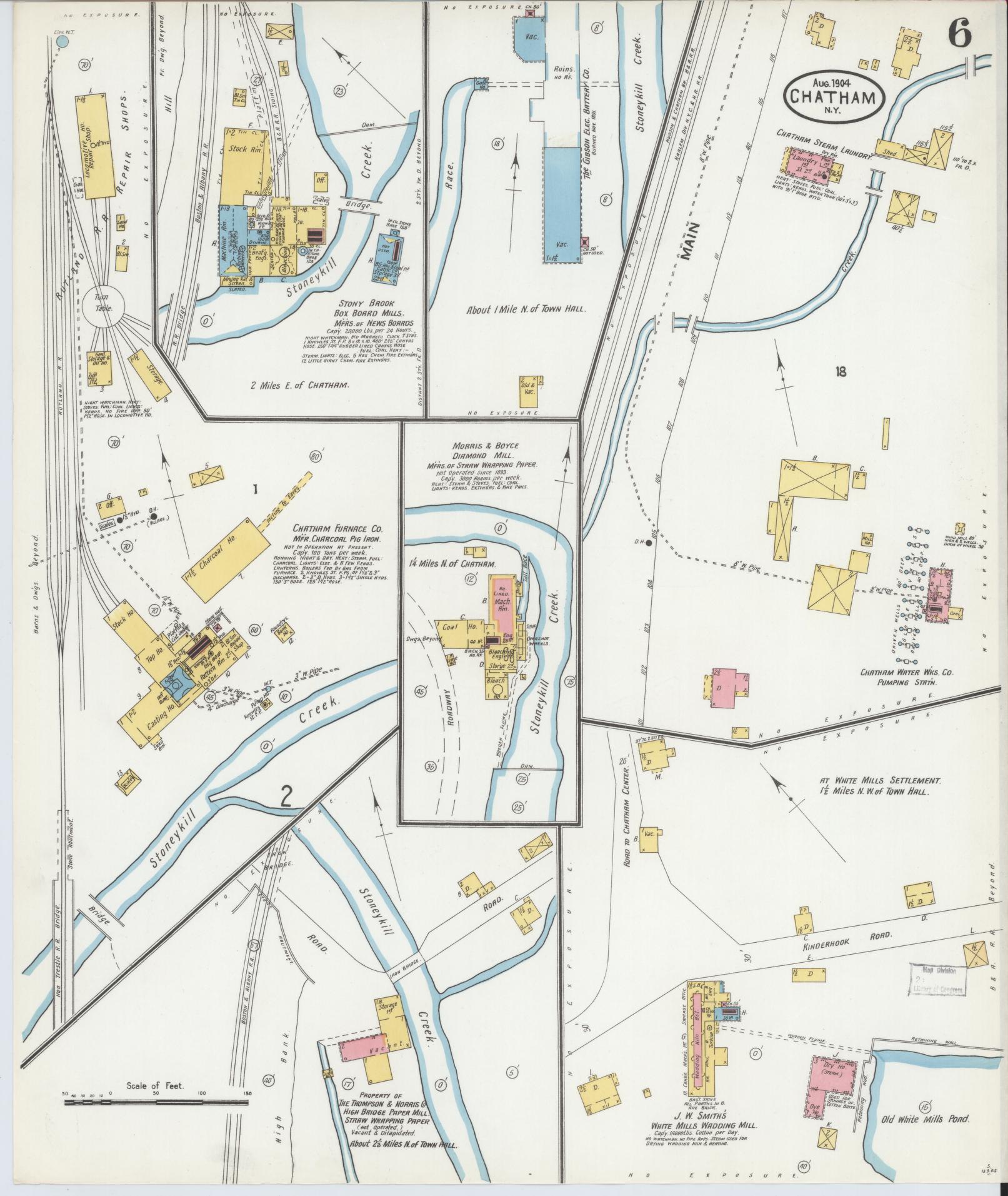 Sanborn Fire Insurance Map from Chatham, Columbia County, New York (1904), Sheet #0006 - Complete Map Set gallery image, historic Sanborn map, vintage wall art, New York New York