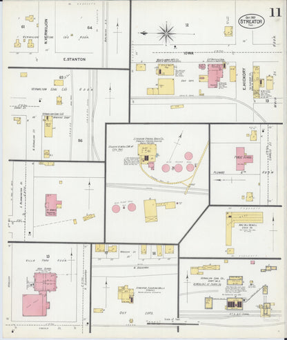 Sanborn Fire Insurance Map from Streator, La Salle County, Illinois (1901), Sheet #0011 - Historic Sanborn Fire Insurance Map Print, vintage old map wall art, antique decor, genealogy gift, Illinois Illinois map