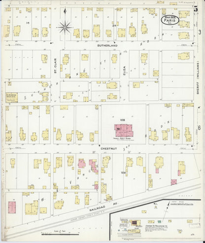 Sanborn Fire Insurance Map from Paris, Edgar County, Illinois (1908), Sheet #0005 - Historic Sanborn Fire Insurance Map Print, vintage old map wall art, antique decor, genealogy gift, Illinois Illinois map