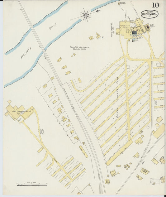 Sanborn Fire Insurance Map from Richmond, Madison County, Kentucky (1895), Sheet #0010 - Historic Sanborn Fire Insurance Map Print, vintage old map wall art, antique decor, genealogy gift, Kentucky Kentucky map