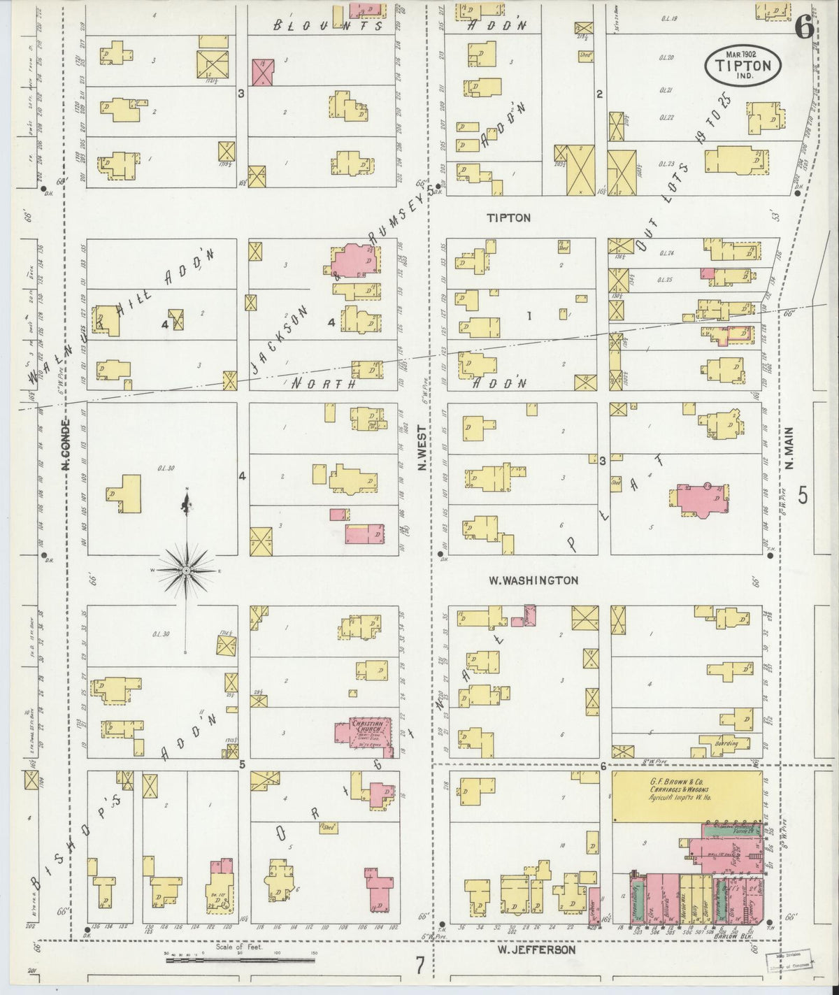Sanborn Fire Insurance Map from Tipton, Tipton County, Indiana (1902), Sheet #0006 - Historic Sanborn Fire Insurance Map Print, vintage old map wall art, antique decor, genealogy gift, Indiana Indiana map