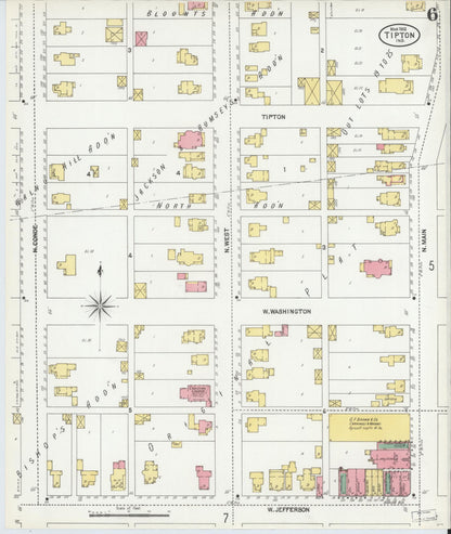 Sanborn Fire Insurance Map from Tipton, Tipton County, Indiana (1902), Sheet #0006 - Historic Sanborn Fire Insurance Map Print, vintage old map wall art, antique decor, genealogy gift, Indiana Indiana map