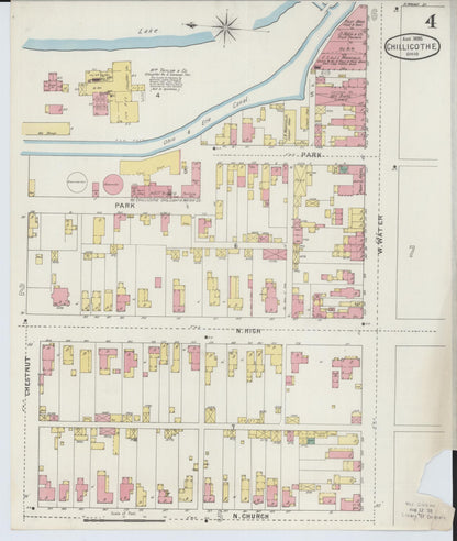 Sanborn Fire Insurance Map from Chillicothe, Ross County, Ohio (1895), Sheet #0004 - Historic Sanborn Fire Insurance Map Print, vintage old map wall art, antique decor, genealogy gift, Ohio Ohio map