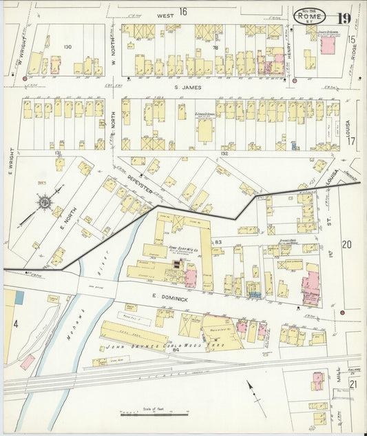 Sanborn Fire Insurance Map from Rome, Oneida County, New York (1914), Sheet #0019 - Historic Sanborn Fire Insurance Map Print, vintage old map wall art, antique decor, genealogy gift, New York New York map