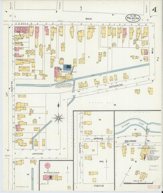 Sanborn Fire Insurance Map from Palmyra, Wayne County, New York (1906), Sheet #0004 - Historic Sanborn Fire Insurance Map Print, vintage old map wall art, antique decor, genealogy gift, New York New York map