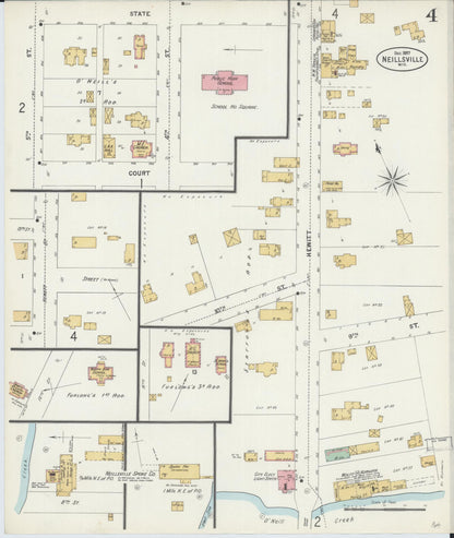 Sanborn Fire Insurance Map from Neillsville, Clark County, Wisconsin (1897), Sheet #0004 - Complete Map Set gallery image, historic Sanborn map, vintage wall art, Wisconsin Wisconsin