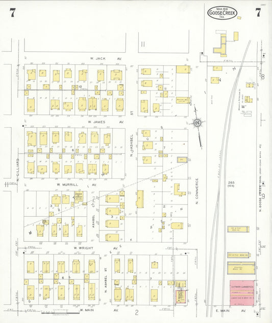 Sanborn Fire Insurance Map from Goose Creek, Harris County, Texas (1931), Sheet #0007 - Historic Sanborn Fire Insurance Map Print, vintage old map wall art, antique decor, genealogy gift, Texas Texas map
