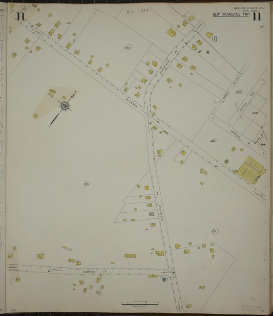 Sanborn Fire Insurance Map from New Providence, Union County, New Jersey (1944), Sheet #0011 - Historic Sanborn Fire Insurance Map Print, vintage old map wall art, antique decor, genealogy gift, New Jersey New Jersey map