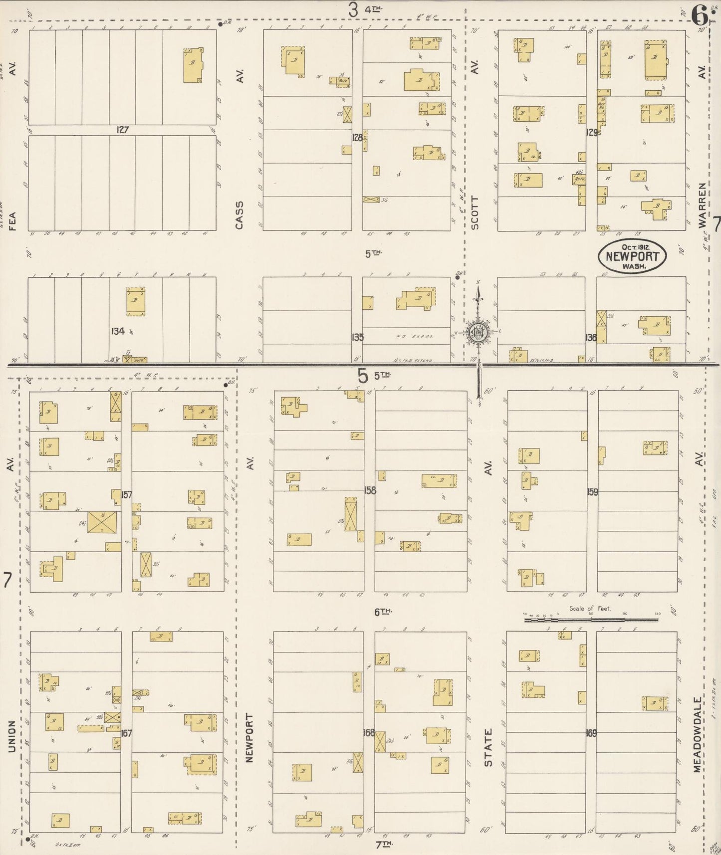 Sanborn Fire Insurance Map from Newport, Pend Orielle County, Washington (1912), Sheet #0006 - Complete Map Set gallery image, historic Sanborn map, vintage wall art, Washington Washington