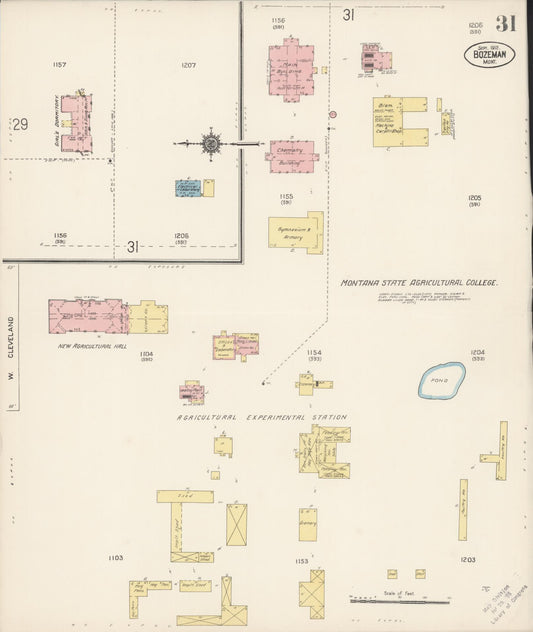Sanborn Fire Insurance Map from Bozeman, Gallatin County, Montana (1912), Sheet #0031 - Historic Sanborn Fire Insurance Map Print, vintage old map wall art, antique decor, genealogy gift, Montana Montana map