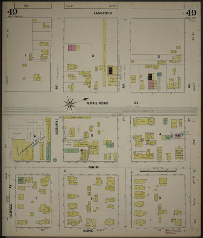 Sanborn Fire Insurance Map from New Jersey Coast, New Jersey Coast, New Jersey (1890), Sheet #0049 - Historic Sanborn Fire Insurance Map Print, vintage old map wall art, antique decor, genealogy gift, New Jersey Coast New Jersey map