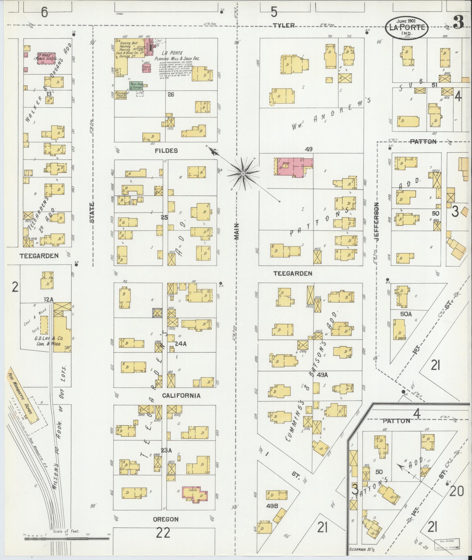 Sanborn Fire Insurance Map from La Porte, La Porte County, Indiana (1901), Sheet #0003 - Complete Map Set gallery image, historic Sanborn map, vintage wall art, Indiana Indiana