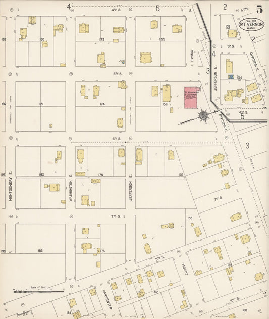 Sanborn Fire Insurance Map from Mount Vernon, Skagit County, Washington (1912), Sheet #0005 - Historic Sanborn Fire Insurance Map Print, vintage old map wall art, antique decor, genealogy gift, Washington Washington map