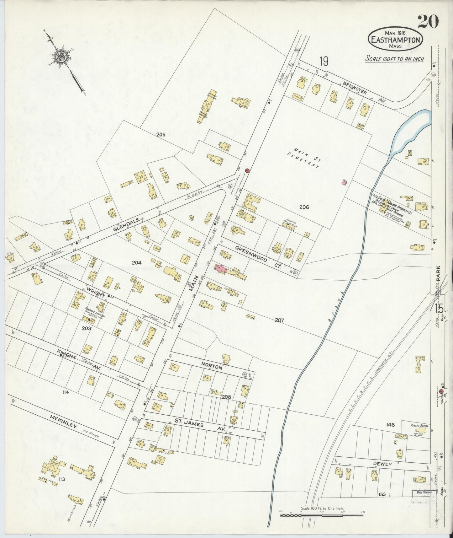 Sanborn Fire Insurance Map from East Hampton, Hampshire County, Massachusetts (1916), Sheet #0020 - Complete Map Set gallery image, historic Sanborn map, vintage wall art, Massachusetts Massachusetts