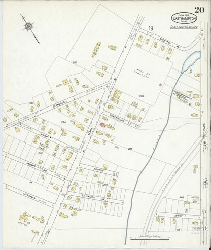 Sanborn Fire Insurance Map from East Hampton, Hampshire County, Massachusetts (1916), Sheet #0020 - Complete Map Set gallery image, historic Sanborn map, vintage wall art, Massachusetts Massachusetts