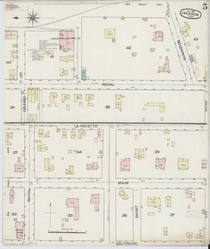 Sanborn Fire Insurance Map from Jackson, Madison County, Tennessee (1887), Sheet #0005 - Complete Map Set gallery image, historic Sanborn map, vintage wall art, Tennessee Tennessee