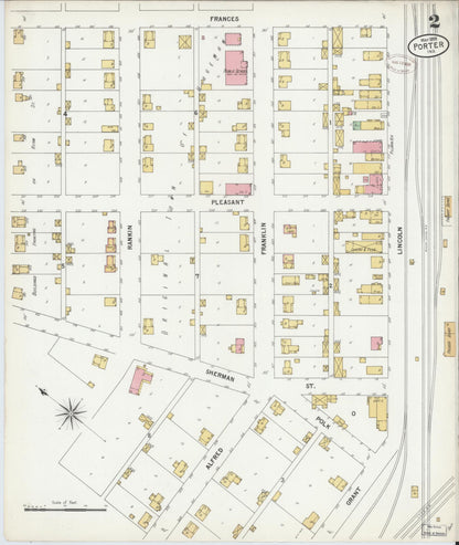 Sanborn Fire Insurance Map from Porter, Porter County, Indiana (1899), Sheet #0002 - Historic Sanborn Fire Insurance Map Print, vintage old map wall art, antique decor, genealogy gift, Indiana Indiana map
