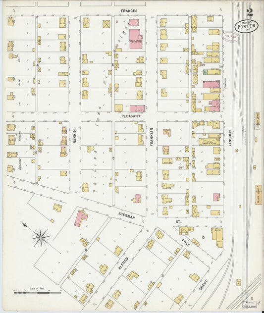 Sanborn Fire Insurance Map from Porter, Porter County, Indiana (1899), Sheet #0002 - Historic Sanborn Fire Insurance Map Print, vintage old map wall art, antique decor, genealogy gift, Indiana Indiana map