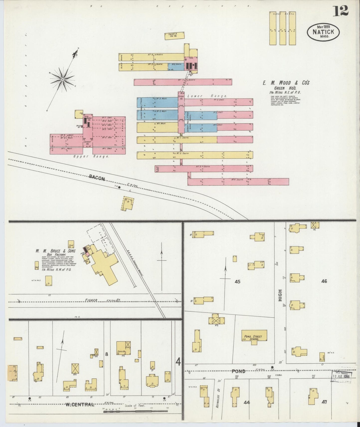 Sanborn Fire Insurance Map from Natick, Middlesex County, Massachusetts (1899), Sheet #0012 - Complete Map Set gallery image, historic Sanborn map, vintage wall art, Massachusetts Massachusetts