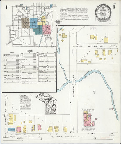 Sanborn Fire Insurance Map from Northville, Wayne County, Michigan (1926), Sheet #0001 - Historic Sanborn Fire Insurance Map Print, vintage old map wall art, antique decor, genealogy gift, Michigan Michigan map