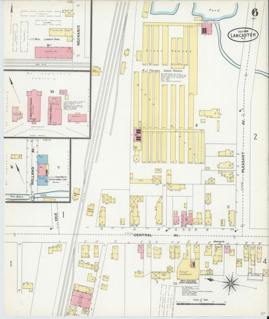 Sanborn Fire Insurance Map from Lancaster, Erie County, New York (1904), Sheet #0006 - Historic Sanborn Fire Insurance Map Print, vintage old map wall art, antique decor, genealogy gift, New York New York map