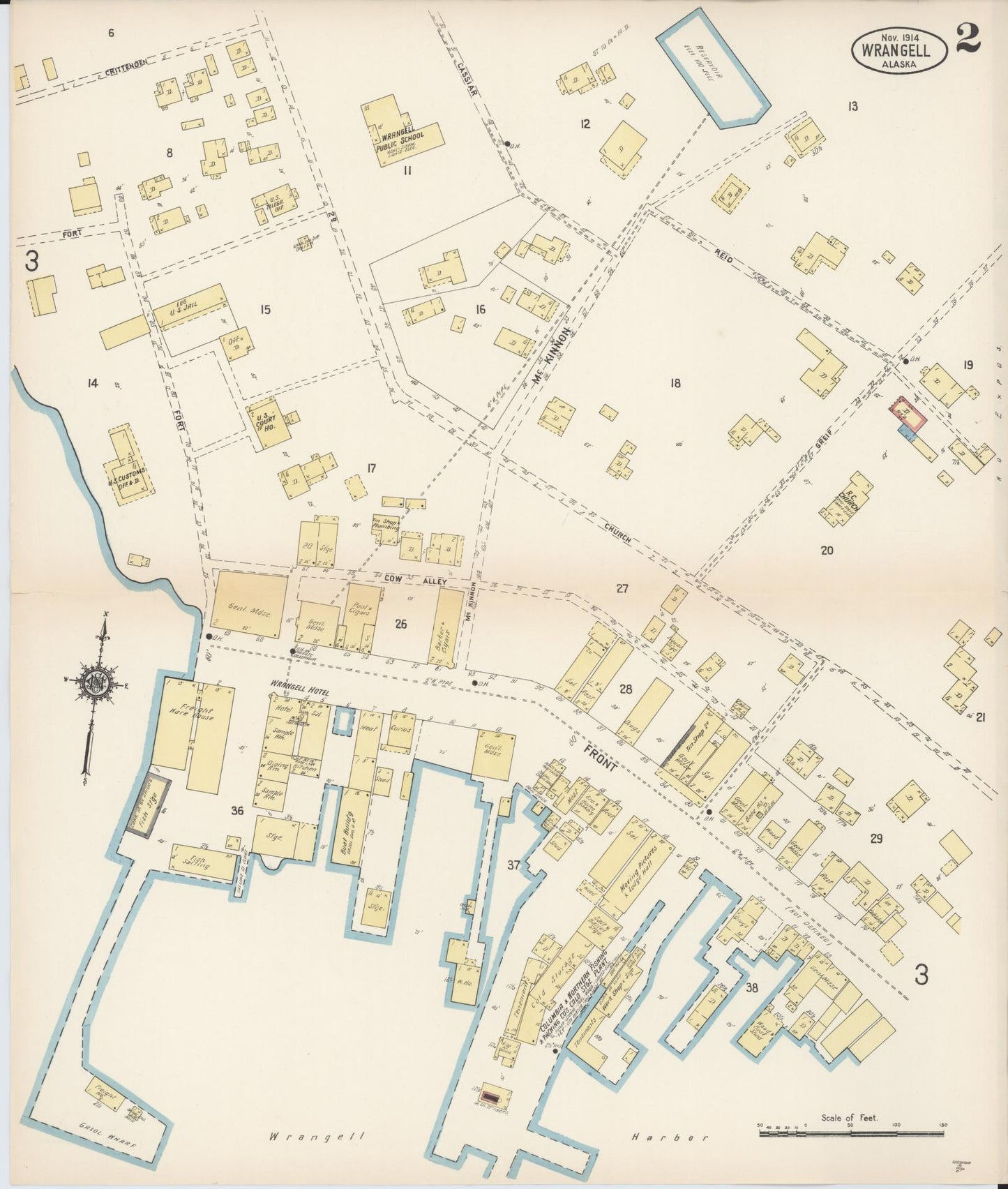 Sanborn Fire Insurance Map from Wrangell, Wrangell-Petersburg County, Alaska (1914), Sheet #0002 - Complete Map Set gallery image, historic Sanborn map, vintage wall art, Alaska Alaska