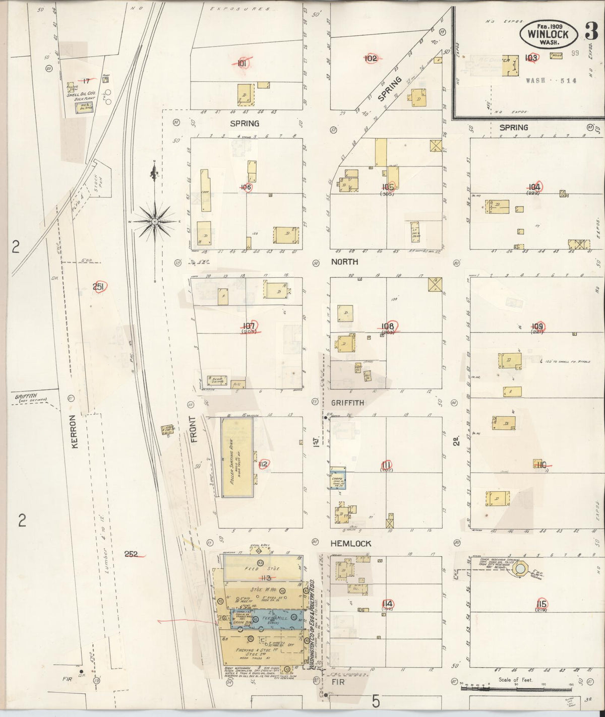 Sanborn Fire Insurance Map from Winlock, Lewis County, Washington (1942), Sheet #0003 - Historic Sanborn Fire Insurance Map Print, vintage old map wall art, antique decor, genealogy gift, Washington Washington map