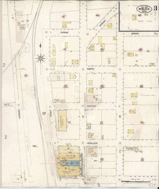 Sanborn Fire Insurance Map from Winlock, Lewis County, Washington (1942), Sheet #0003 - Historic Sanborn Fire Insurance Map Print, vintage old map wall art, antique decor, genealogy gift, Washington Washington map