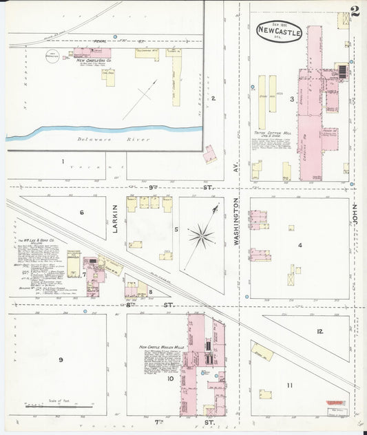Sanborn Fire Insurance Map from New Castle, New Castle County, Delaware (1891), Sheet #0002 - Historic Sanborn Fire Insurance Map Print, vintage old map wall art, antique decor, genealogy gift, Delaware Delaware map