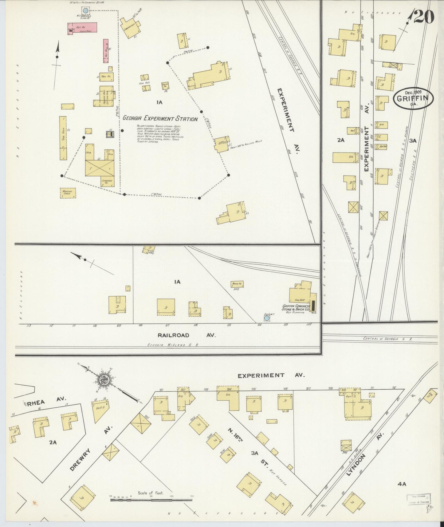 Sanborn Fire Insurance Map from Griffin, Spalding County, Georgia (1909), Sheet #0020 - Complete Map Set gallery image, historic Sanborn map, vintage wall art, Georgia Georgia