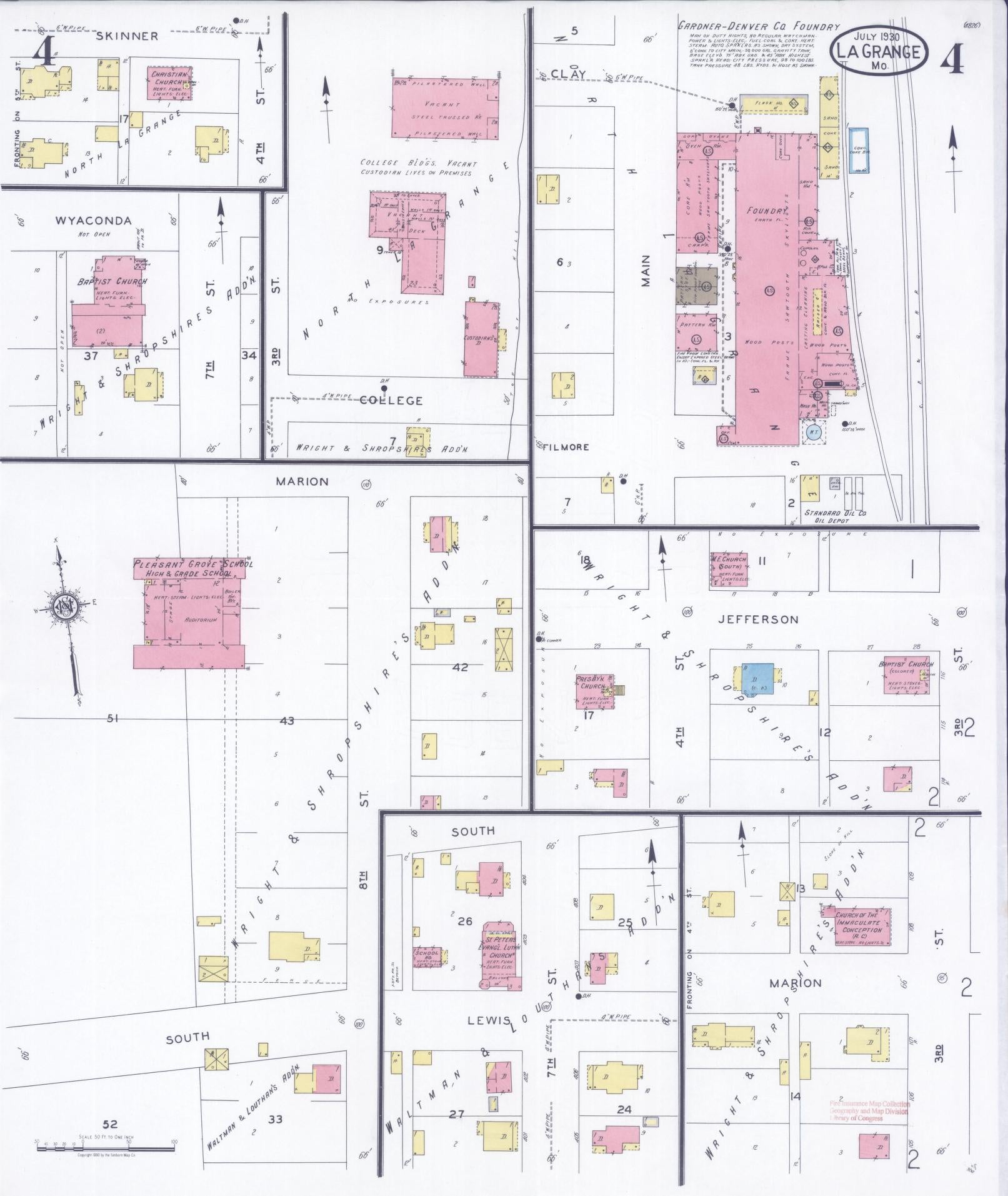 Sanborn Fire Insurance Map from La Grange, Lewis County, Missouri (1930), Sheet #0004 - Complete Map Set gallery image, historic Sanborn map, vintage wall art, Missouri Missouri