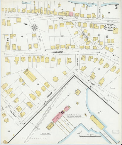 Sanborn Fire Insurance Map from New London, New London County, Connecticut (1901), Sheet #0005 - Complete Map Set gallery image, historic Sanborn map, vintage wall art, Connecticut Connecticut