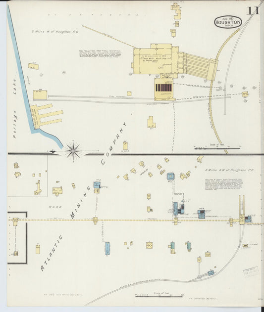 Sanborn Fire Insurance Map from Houghton, Houghton County, Michigan (1893), Sheet #0011 - Historic Sanborn Fire Insurance Map Print, vintage old map wall art, antique decor, genealogy gift, Michigan Michigan map