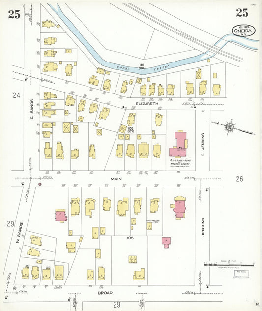 Sanborn Fire Insurance Map from Oneida, Madison County, New York (1923), Sheet #0025 - Historic Sanborn Fire Insurance Map Print, vintage old map wall art, antique decor, genealogy gift, New York New York map