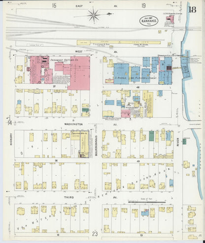 Sanborn Fire Insurance Map from Kankakee, Kankakee County, Illinois (1907), Sheet #0018 - Historic Sanborn Fire Insurance Map Print, vintage old map wall art, antique decor, genealogy gift, Illinois Illinois map