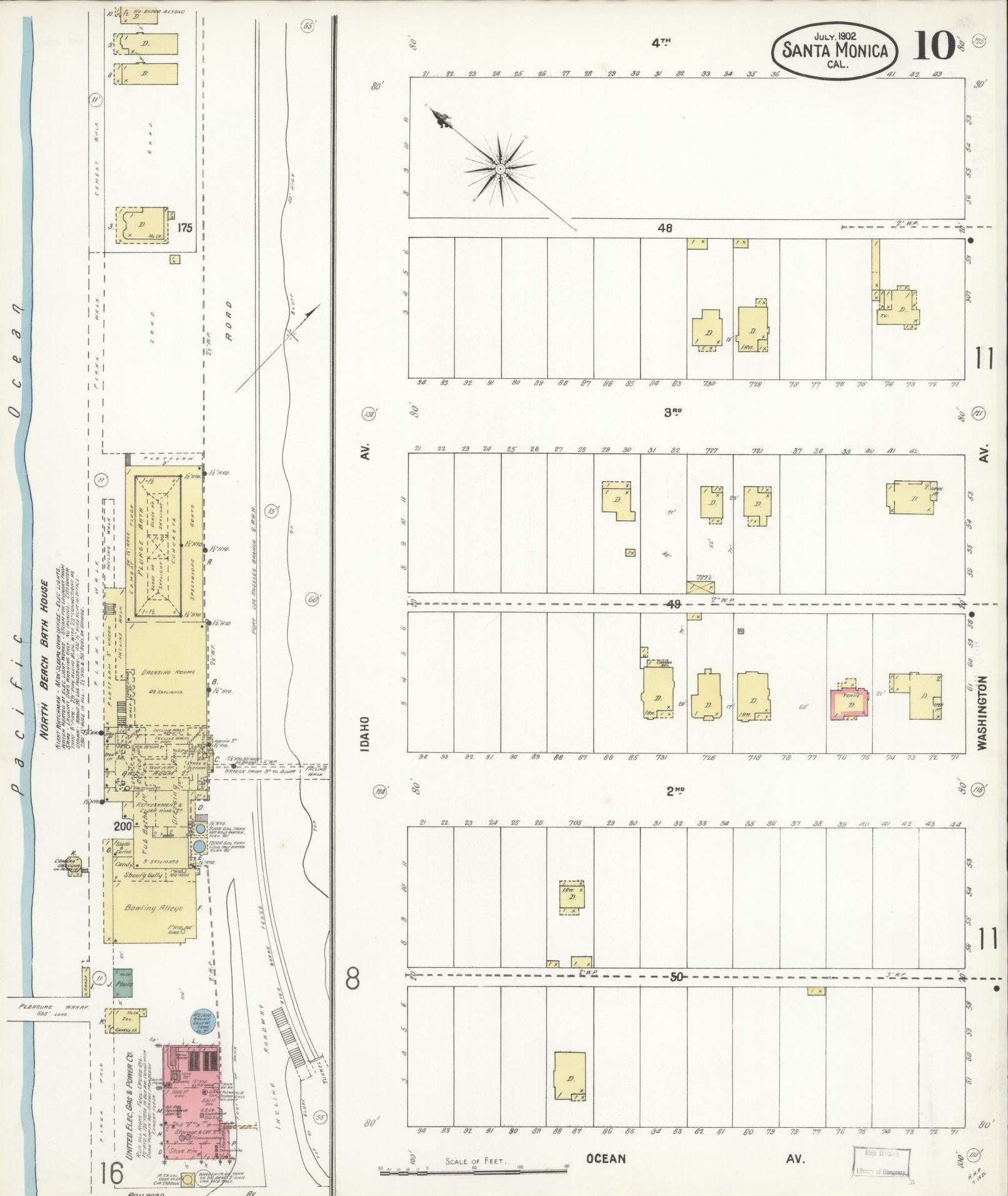 Sanborn Fire Insurance Map from Santa Monica, Los Angeles County, California (1902), Sheet #0010 - Complete Map Set gallery image, historic Sanborn map, vintage wall art, California California