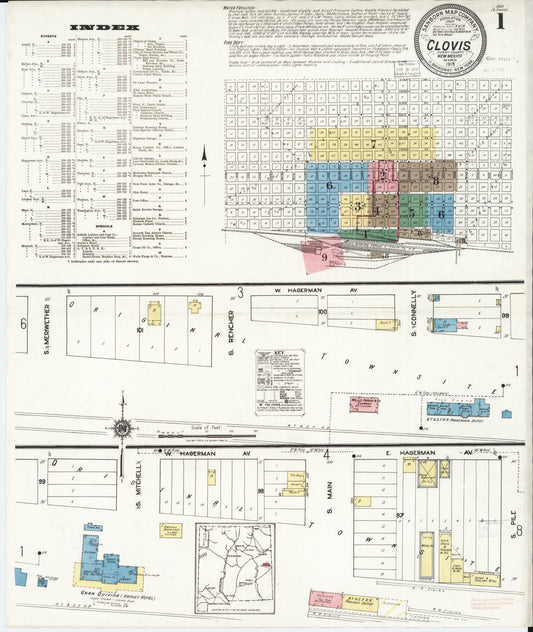 Sanborn Fire Insurance Map from Clovis, Curry County, New Mexico (1919), Sheet #0001 - Complete Map Set gallery image, historic Sanborn map, vintage wall art, New Mexico New Mexico