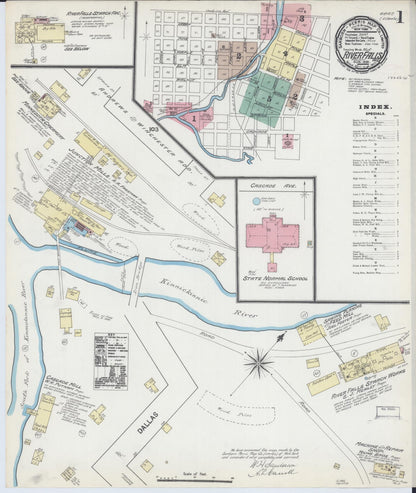 Sanborn Fire Insurance Map from River Falls, St. Croix and Pierce Counties, Wisconsin (1891), Sheet #0001 - Complete Map Set gallery image, historic Sanborn map, vintage wall art, Wisconsin Wisconsin