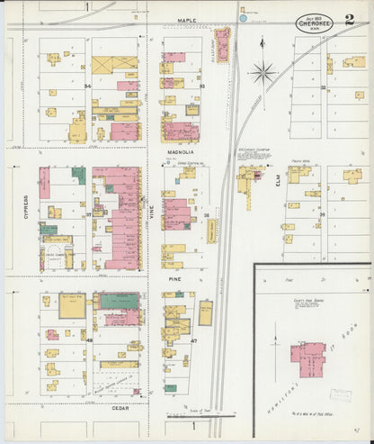 Sanborn Fire Insurance Map from Cherokee, Crawford County, Kansas (1905), Sheet #0002 - Complete Map Set gallery image, historic Sanborn map, vintage wall art, Kansas Kansas