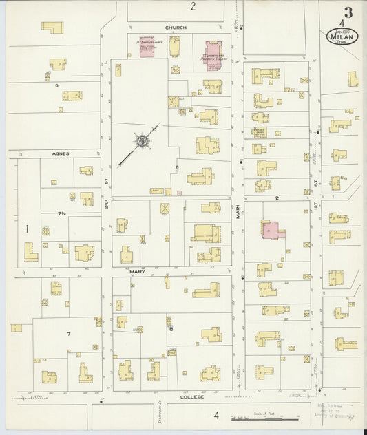 Sanborn Fire Insurance Map from Milan, Gibson County, Tennessee (1910), Sheet #0003 - Historic Sanborn Fire Insurance Map Print, vintage old map wall art, antique decor, genealogy gift, Tennessee Tennessee map