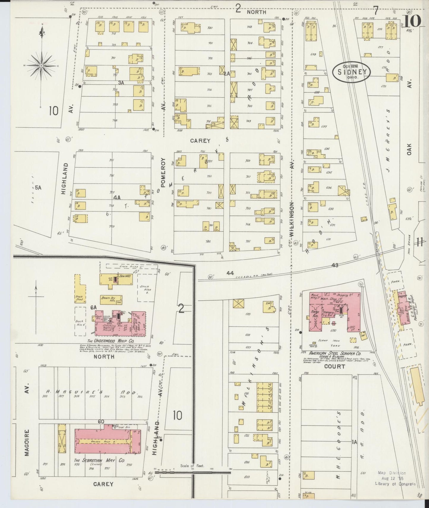 Sanborn Fire Insurance Map from Sidney, Shelby County, Ohio (1898), Sheet #0010 - Complete Map Set gallery image, historic Sanborn map, vintage wall art, Ohio Ohio