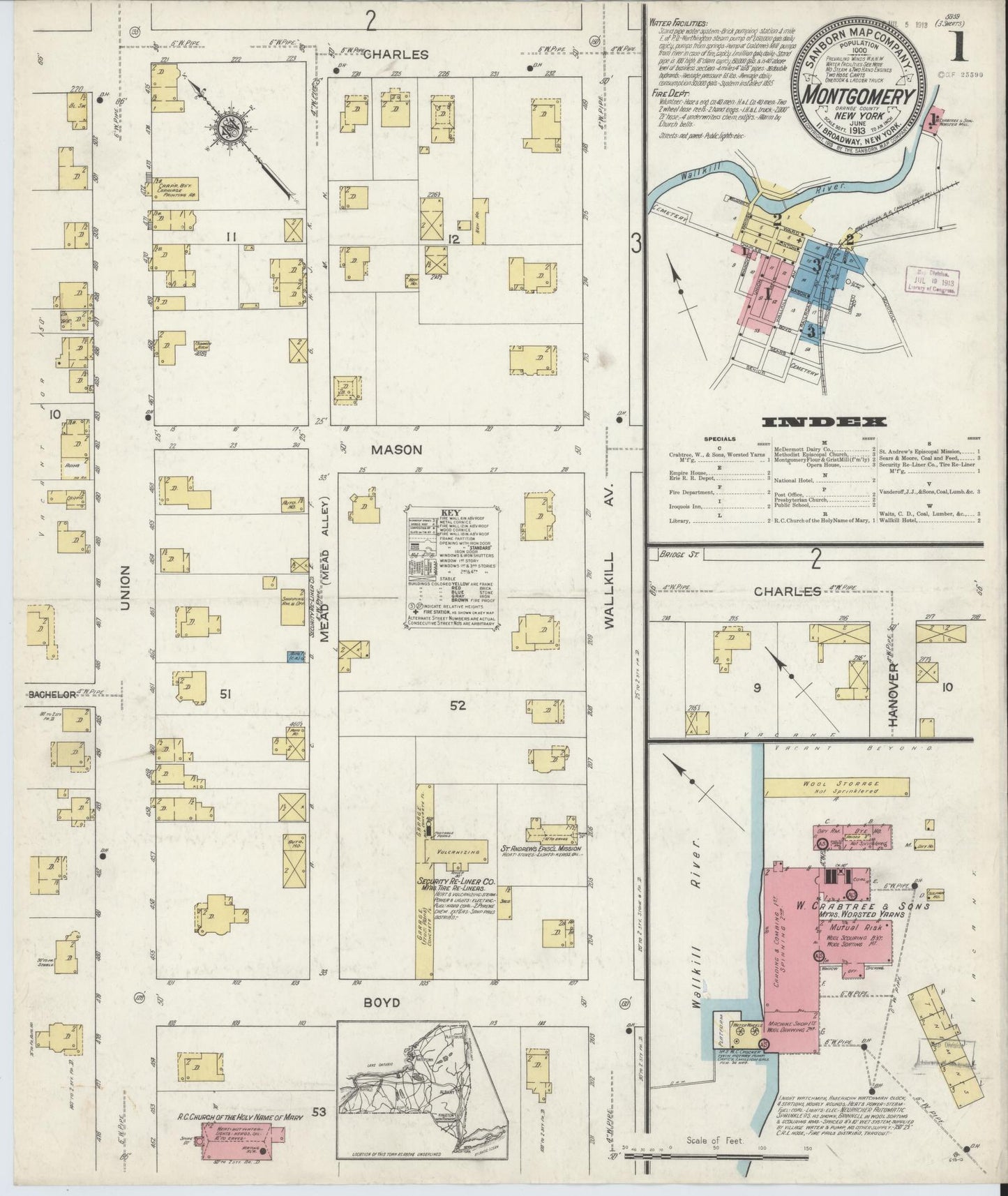 Sanborn Fire Insurance Map from Montgomery, Orange County, New York. (1913) – Historic Sanborn Fire Insurance Map Print