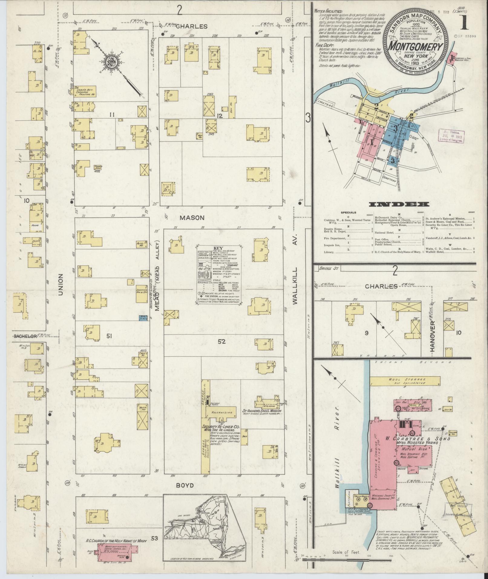 Sanborn Fire Insurance Map from Montgomery, Orange County, New York. (1913) – Historic Sanborn Fire Insurance Map Print