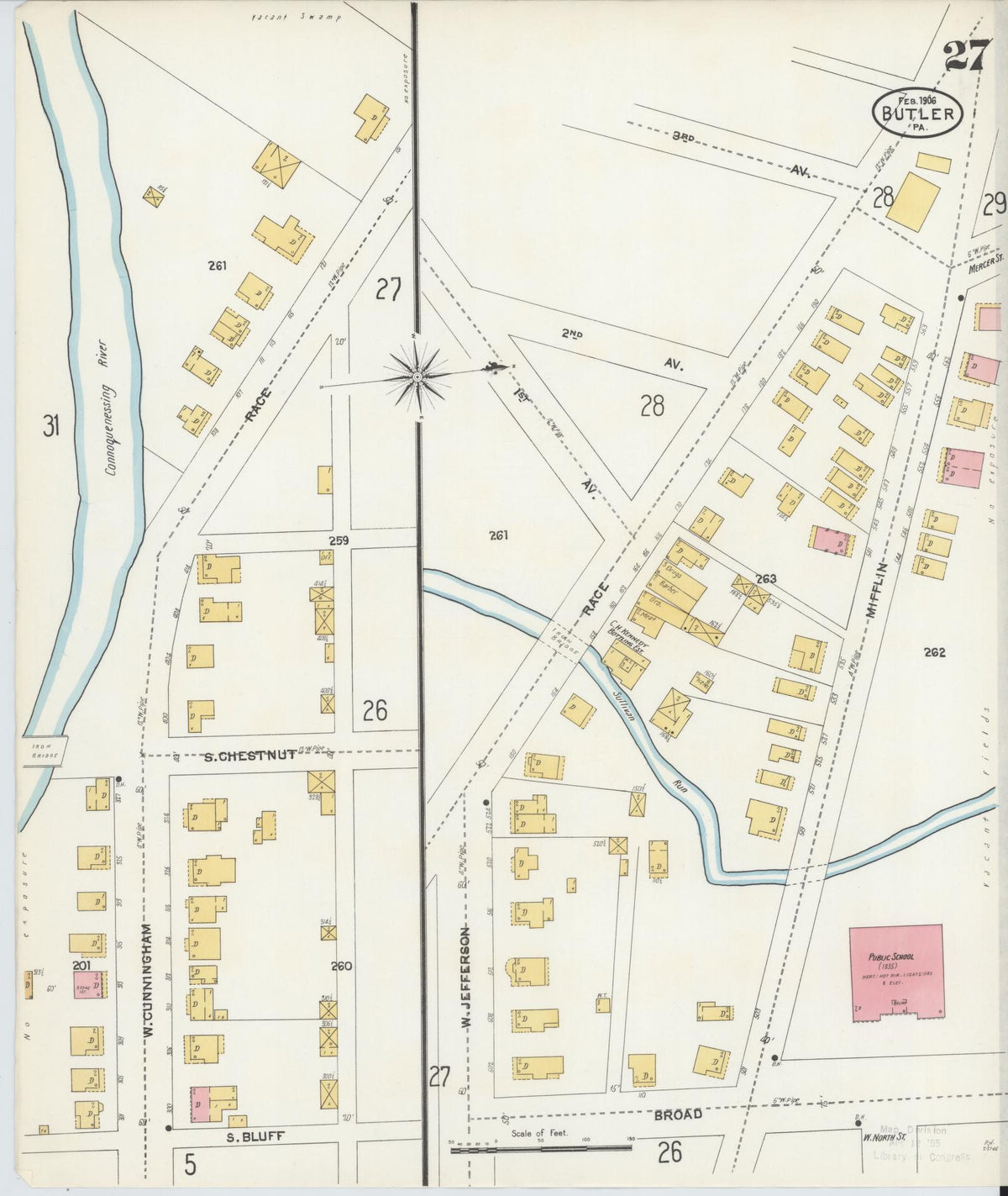 Sanborn Fire Insurance Map from Butler, Butler County, Pennsylvania (1906), Sheet #0027 - Complete Map Set gallery image, historic Sanborn map, vintage wall art, Pennsylvania Pennsylvania