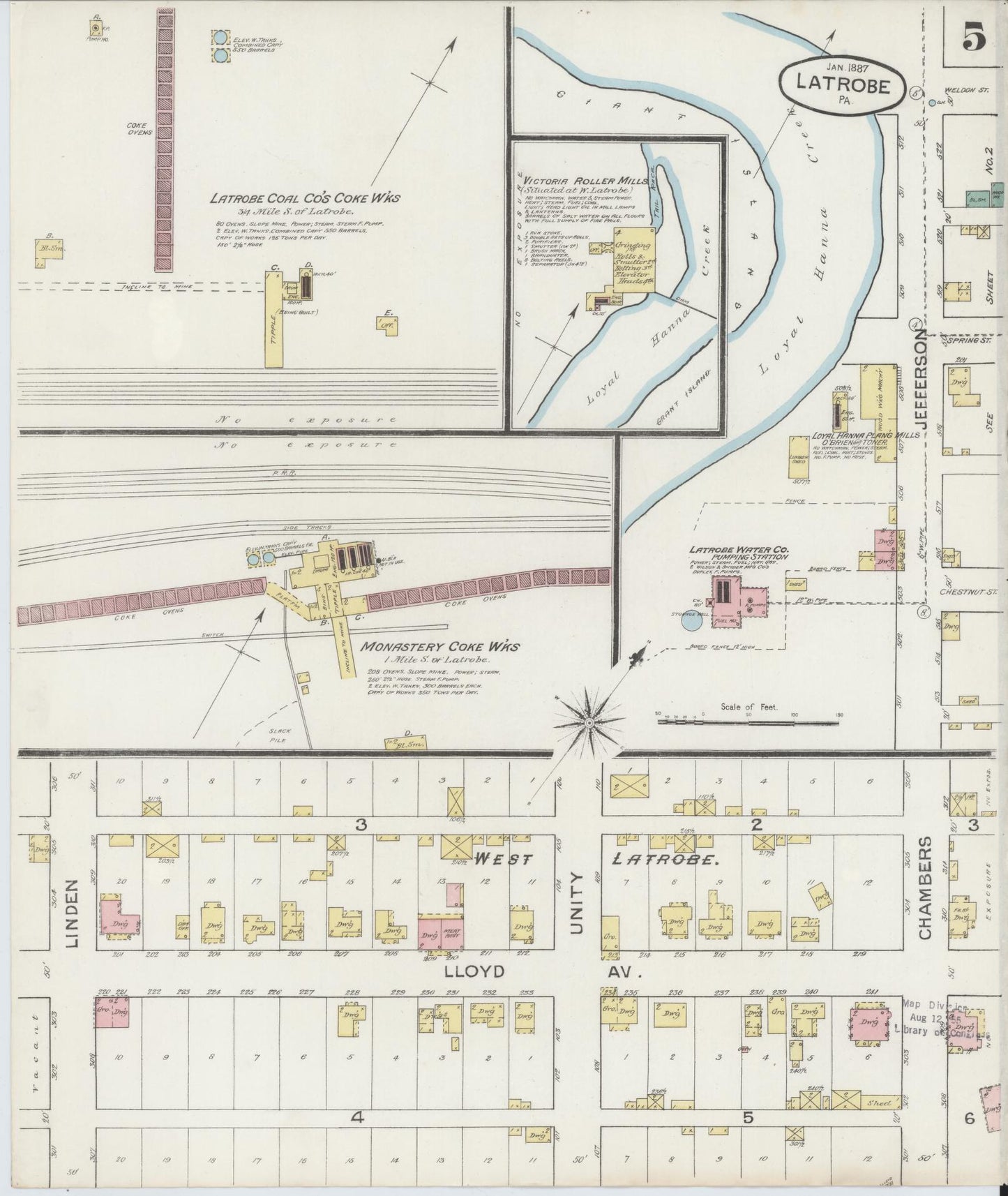 Sanborn Fire Insurance Map from Latrobe, Westmoreland County, Pennsylvania (1887), Sheet #0005 - Complete Map Set gallery image, historic Sanborn map, vintage wall art, Pennsylvania Pennsylvania