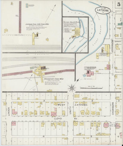 Sanborn Fire Insurance Map from Latrobe, Westmoreland County, Pennsylvania (1887), Sheet #0005 - Complete Map Set gallery image, historic Sanborn map, vintage wall art, Pennsylvania Pennsylvania