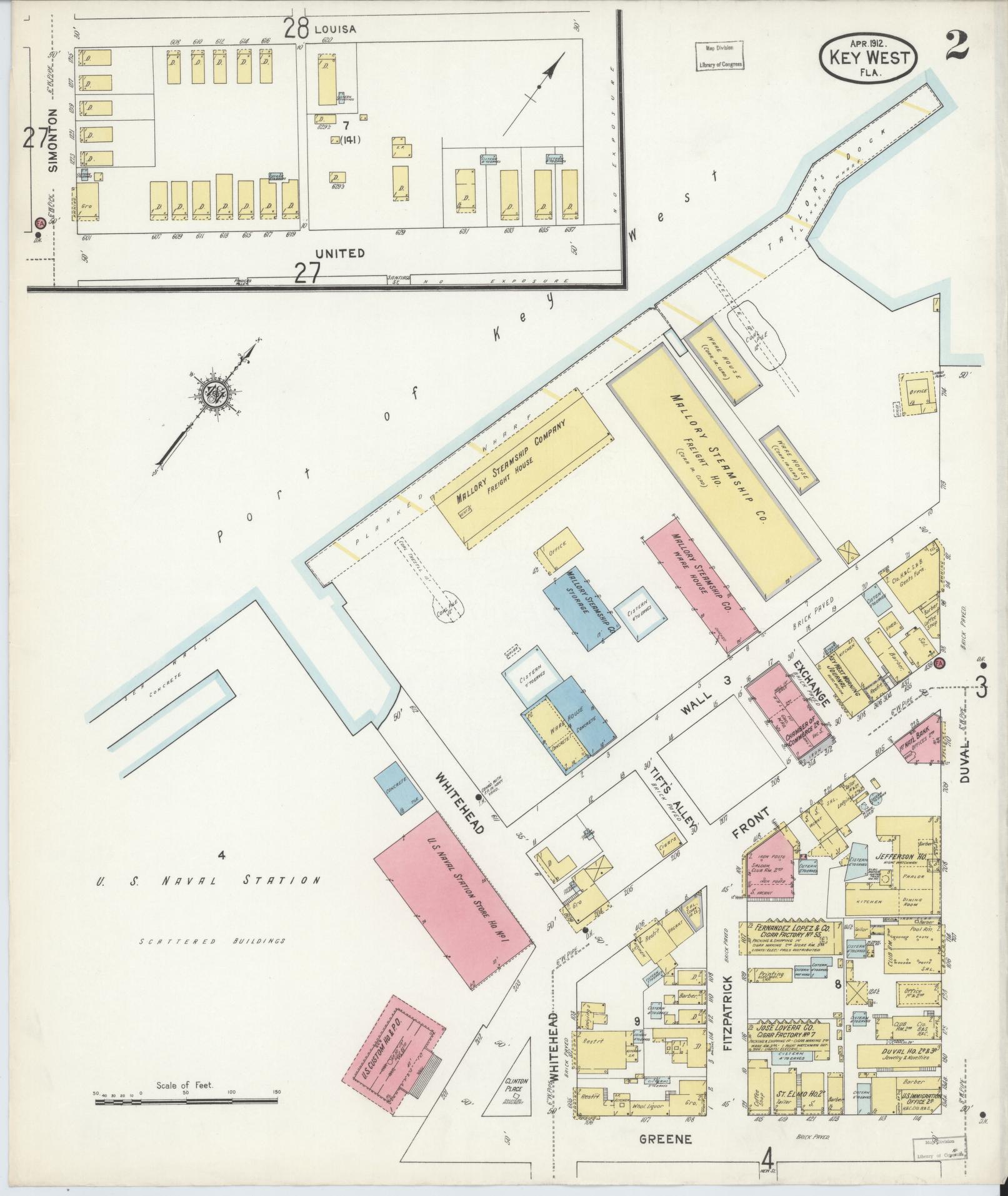 Sanborn Fire Insurance Map from Key West, Monroe County, Florida (1912), Sheet #0002 - Complete Map Set gallery image, historic Sanborn map, vintage wall art, Florida Florida