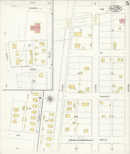 Sanborn Fire Insurance Map from Palouse City, Whitman County, Washington (1908), Sheet #0005 - Complete Map Set gallery image, historic Sanborn map, vintage wall art, Washington Washington