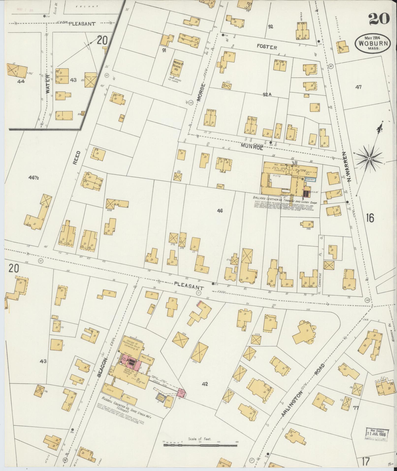 Sanborn Fire Insurance Map from Woburn, Middlesex County, Massachusetts (1904), Sheet #0020 - Complete Map Set gallery image, historic Sanborn map, vintage wall art, Massachusetts Massachusetts