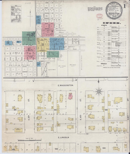 Sanborn Fire Insurance Map from Hoopeston, Vermilion County, Illinois (1895), Sheet #0001 - Complete Map Set gallery image, historic Sanborn map, vintage wall art, Illinois Illinois
